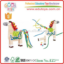 Новый дизайн образовательной игры Деревянные лошади Дети шнурка игрушки